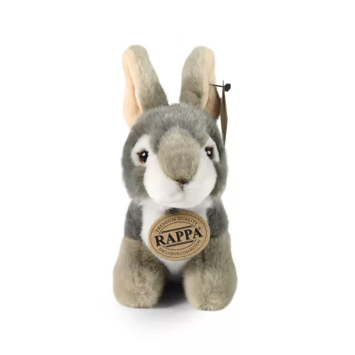 Rappa - Plüss valósághű kabala szürke nyúl ülő 16 cm Környezetbarát