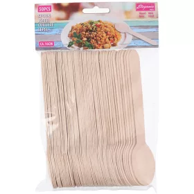 Set 50 linguri Cuisine Elegance, Lemn, 16cm, Bej