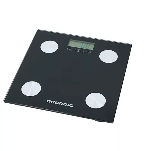 Grundig - elektronikus fürdőszobai mérleg, testtömeg-elemzés, BMI, 180 kg-ig