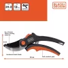 Black&Decker - Kerti olló virágokhoz / sövényekhez edzett acél pengével