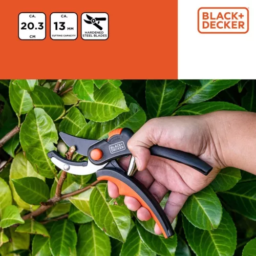 Black&Decker - Kerti olló virágokhoz / sövényekhez edzett acél pengével