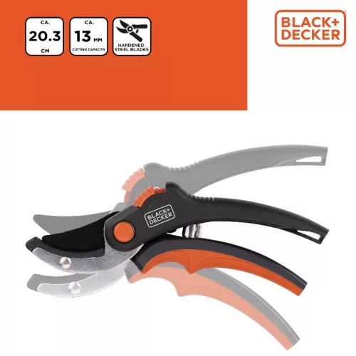 Black&Decker - Kerti olló virágokhoz / sövényekhez edzett acél pengével