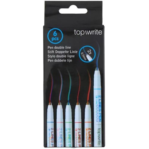 Topwrite - Set de 6 pixuri cu bilă cu linie dublă
