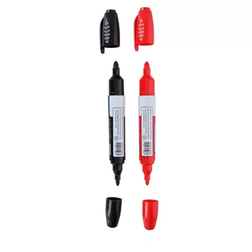 Topwrite - Set markere duble pentru tablă cu ștergere uscată, 2 buc. (Negru roșu)