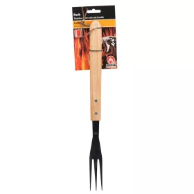  BBQ - grillezéshez szükséges villa, hosszú, 41 cm-es fa nyéllel