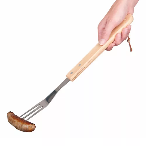 BBQ - grillezéshez szükséges villa, hosszú, 41 cm-es fa nyéllel