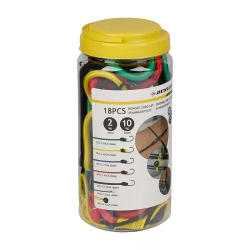 Dunlop - Bungee / Poggyászkötelek horgokkal 18 db