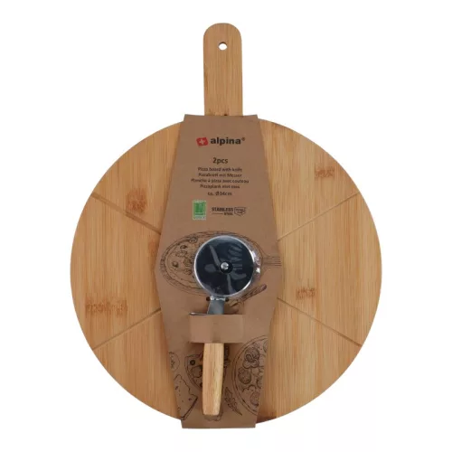 Alpina - Pizza tálalókészlet, 34 cm-es tálalódeszka + kés