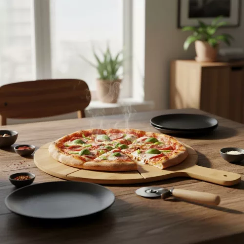 Alpina - Pizza tálalókészlet, 34 cm-es tálalódeszka + kés