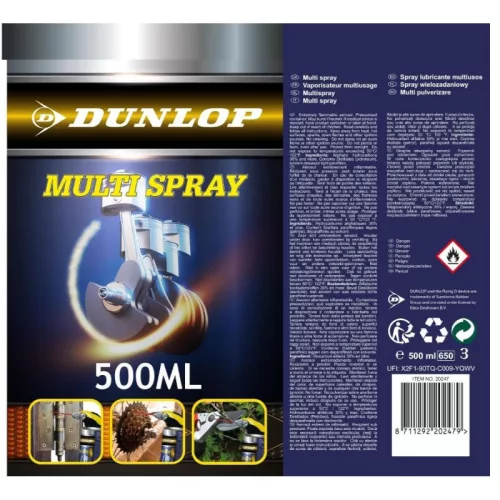 Dunlop - Multifunkciós spray / Kenőanyag / Behatolóolaj / Tisztító / Kontakt spray 500 ml