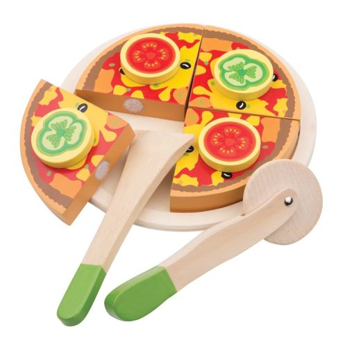 New Classic Toys - fa pizza zöldségekkel, vágva