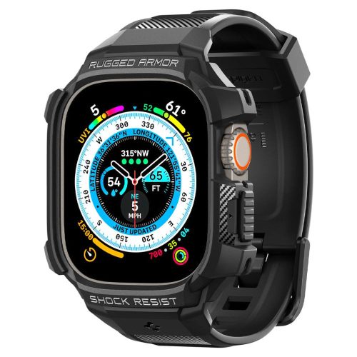 Spigen Rugged Armor Pro Case – Szíj tokkal Apple Watch Ultra 49 mm-es (fekete)