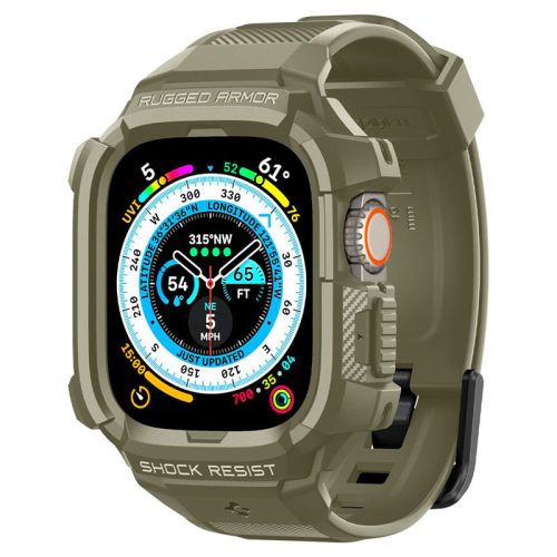 Spigen Rugged Armor Pro - Szíj tokkal Apple Watch Ultra 49 mm-hez (Vintage Khaki)