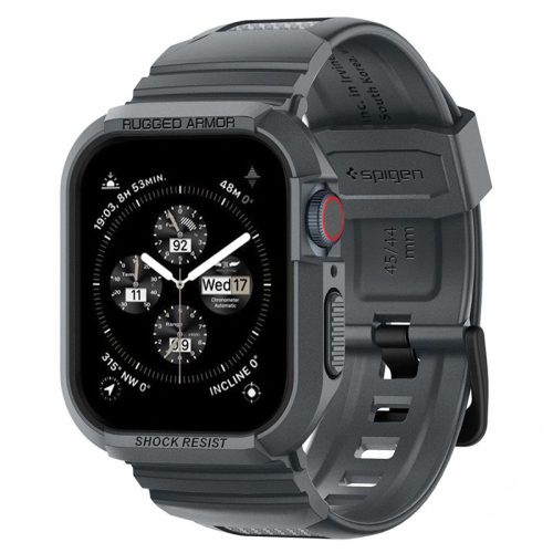 Spigen Rugged Armor Pro - okosróraszíj és tok Apple Watch 4/5/6/7/8/9/SE 44/45 mm (Dark Grey)