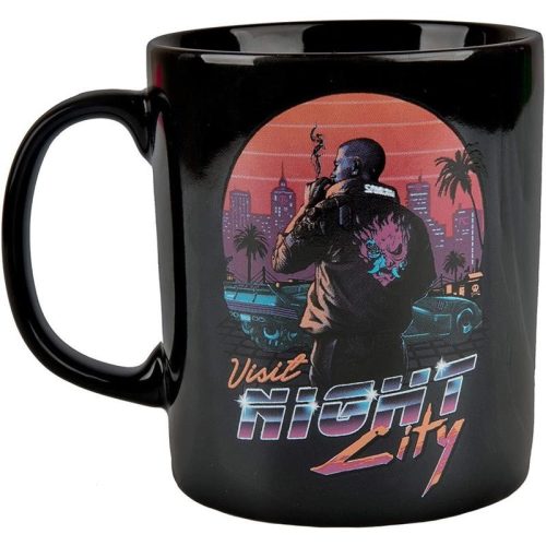 Cyberpunk 2077 - 350 ml bögre éjszakai város naplemente