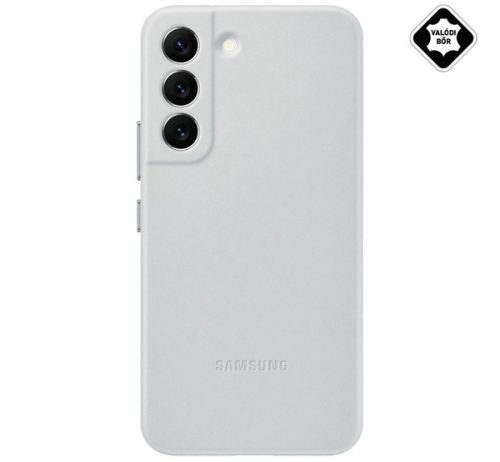 Samsung Galaxy S22 5G (SM-S901) műanyag telefonvédő (valódi bőr hátlap) VILÁGOSSZÜRKE