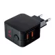 k242a1 Hálózati töltő 2 USB porttal és feszültség/töltőáram mérővel