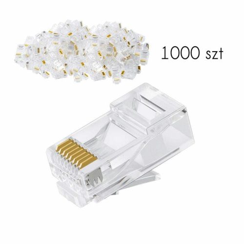 k305 RJ45 csatlakozók. RJ45 moduláris (8P8C) - nyolctűs szabványos,   1000 db.