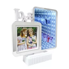   q65j2 Fényképkeret megvilágított tükörrel, 3D effektussal.