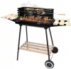 GQ3 Nagy faszén kerti grill kerekeken Rotisserie 3x polcos prémium grillkészlet