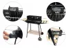 GQ3 Nagy faszén kerti grill kerekeken Rotisserie 3x polcos prémium grillkészlet