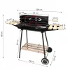GQ3 Nagy faszén kerti grill kerekeken Rotisserie 3x polcos prémium grillkészlet