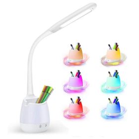   K711U LED-es asztali lámpa RGB megvilágítású talppal és írószer rendszerezővel