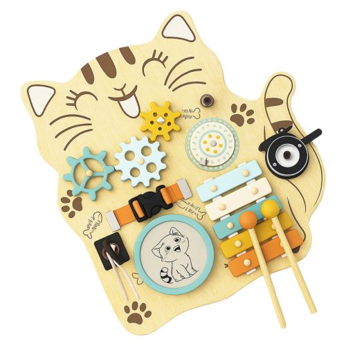 B70B cica alakú szenzoros manipulációs tábla, oktatójáték