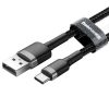 Baseus Cafule Cable Durable Nylon adat és töltőkábel (nejlon bevonat, USB / USB-C QC3.0 2A 2m) (CATKLF-CG1) - CATKLF-CG1, Fekete/Szürke