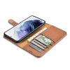 iCarer Haitang Leather Wallet Leather Samsung Galaxy S22 Wallet Housing barna (AKSM04BN) telefontok