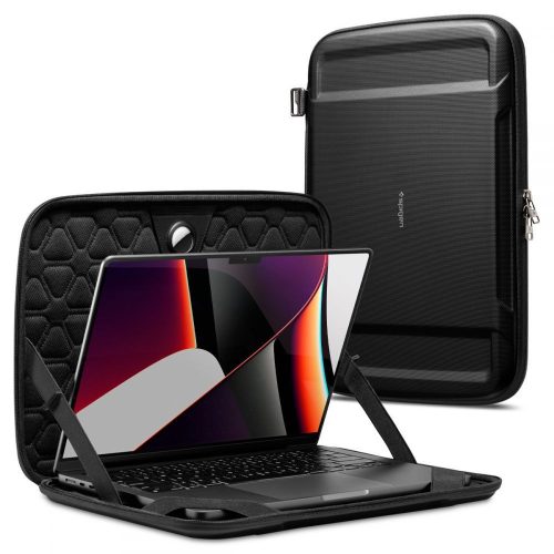 Spigen robusztus páncéltáska táskaborító, kompatibilis laptop / Macbook 15-16 hüvelykes, fekete - 40239