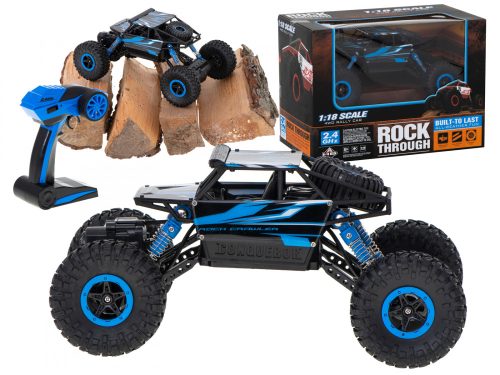 Masina cu telecomanda Monster Truck Rock Crawler, scara 1:18, 7 functii, albastru