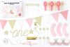 Születésnapi party dekorációk 1. születésnapra rózsaszín és arany készlethez