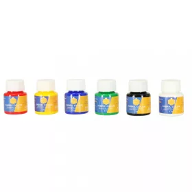   Festékek szövethez, ruhákhoz, cipőkhöz, festékek ruhafestéshez, 6 színű készlet x 25 ml + ecset, festő paletta