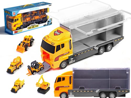Camion transportator TIR lansator + mașini de construcții cu mașini metalice