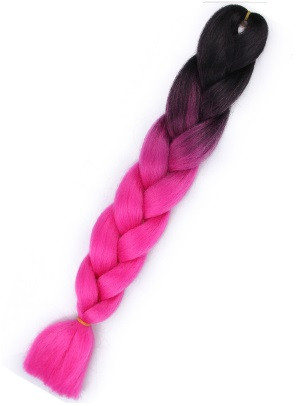 Szintetikus haj szivárvány ombre fekete és rózsaszínű