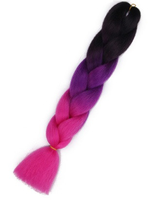 Szintetikus haj szivárvány ombre fekete-ibolya-rózsaszín