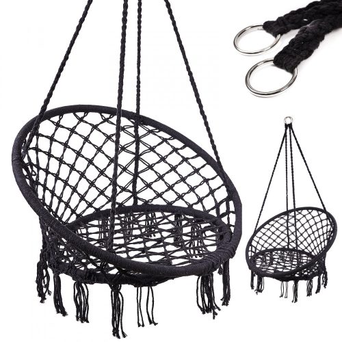 Függőágy, függő fotel gólyafészek alakú hinta, fekete
