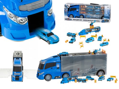 Set camion de transport si masinute, KIK, Albastru/Portocaliu