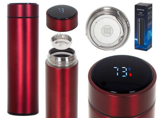 OEM Thermos bögre smart LED 500ml bordó