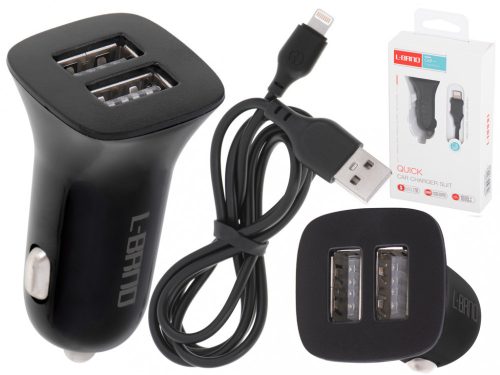 OEM L-BRNO Kettős USB + Lightning autós töltő