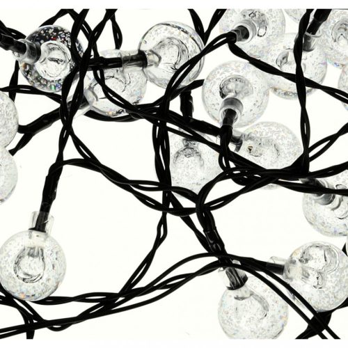 OEM Napkollektoros kerti lámpák golyók 7m 50LED meleg fehér