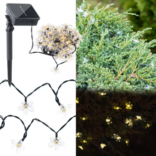 OEM Napelemes virágos kerti lámpák 7m 50LED meleg fehér