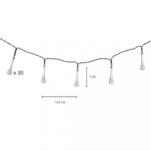 OEM Napelemes jégcsap kerti lámpák 6,5m 30LED meleg fehér