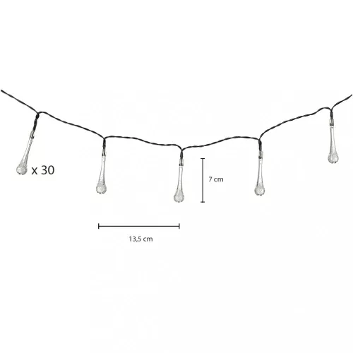 OEM Napelemes jégcsap kerti lámpák 6,5m 30LED hideg fehér