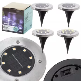   OEM Földre szerelt napkollektoros kerti lámpák 8LED 4db hideg fehér
