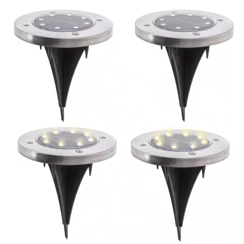 OEM Földre szerelt napkollektoros kerti lámpák 8LED 4db hideg fehér
