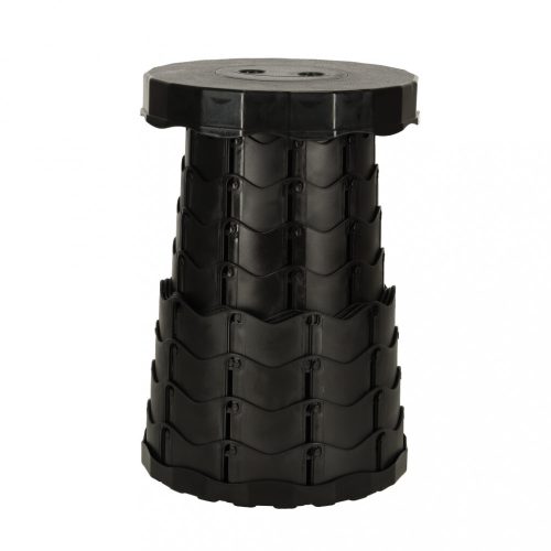 Összecsukható szék, kihúzható zsámoly, otthoni, kerti, kempingezési zsámoly, fekete