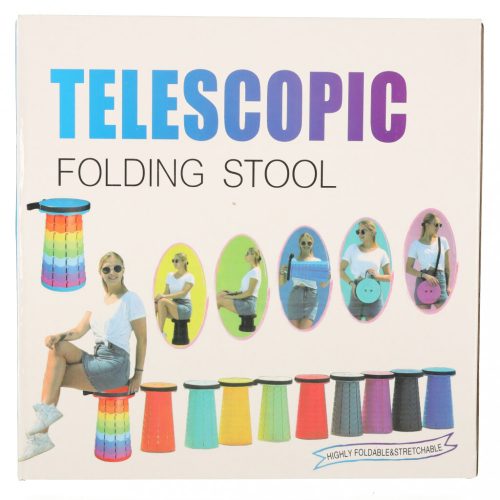 Összecsukható szék, kihúzható zsámoly, otthoni, kerti, kempingezési zsámoly, fekete