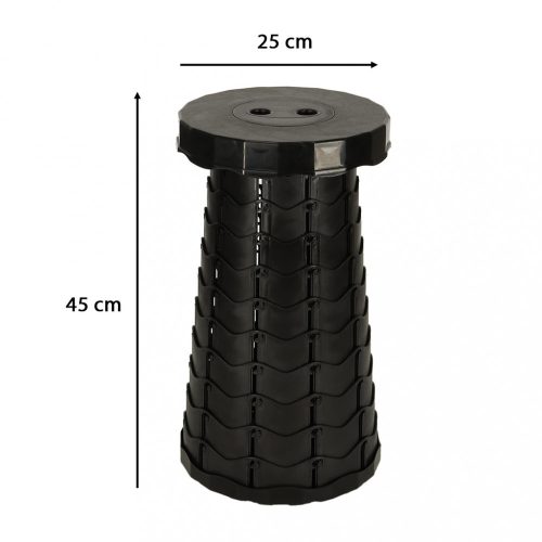 Összecsukható szék, kihúzható zsámoly, otthoni, kerti, kempingezési zsámoly, fekete